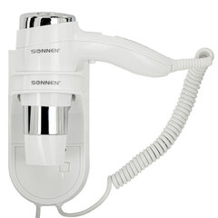 Фен для волос настенный SONNEN HD-2112 EXTRA POWER, 1600 Вт, 2 скорости, белый/<wbr/>хром, 608480