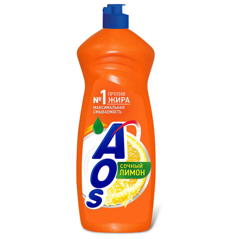 Средство для мытья посуды 900 мл, AOS "Лимон", 1724-3