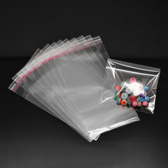 Пакет БОПП с клеевым клапаном, КОМПЛЕКТ 100 шт., 8&times;12+4 см, 25 мкм, с усиленным швом