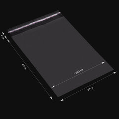 Пакет БОПП с клеевым клапаном, КОМПЛЕКТ 100 шт., 30&times;40+4 см, толщина 30 мкм, с усиленным швом