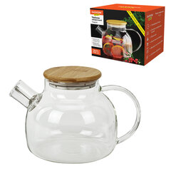 Чайник заварочный 900 мл &laquo;Бочонок&raquo;, жаропрочное стекло, спиральное сито, DASWERK (ДАСВЕРК), 608644