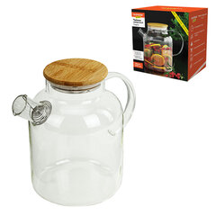 Чайник заварочный 1500 мл &laquo;Бочонок&raquo;, жаропрочное стекло, спиральное сито, DASWERK (ДАСВЕРК), 608645