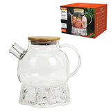 Чайник заварочный 900 мл "Бочонок", жаропрочное стекло, подставка для свечи, сито, DASWERK (ДАСВЕРК), 608646