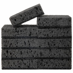 Губки для посуды 9,8&times;6,6&times;3 см, КОМПЛЕКТ 10 шт., SQUARE BLACK, КРУПНОПОРИСТЫЙ поролон с абразивным слоем, LAIMA, 608648