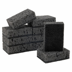 Губки для посуды 9,8&times;6,6&times;3 см, КОМПЛЕКТ 10 шт., SQUARE BLACK, КРУПНОПОРИСТЫЙ поролон с абразивным слоем, LAIMA, 608648