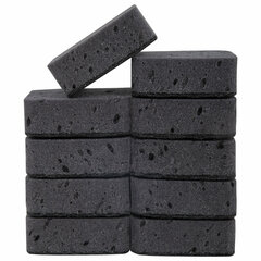 Губки для посуды 9,5&times;7&times;3,5 см, КОМПЛЕКТ 10 шт., BIG BLACK, КРУПНОПОРИСТЫЙ поролон с абразивным слоем, LAIMA, 608650