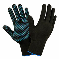 Перчатки НЕЙЛОНОВЫЕ с ПВХ микроточка, КОМПЛЕКТ 10 ПАР, 15 класс, 24-26 г, размер 10, LAIMA, 608675