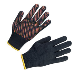 Перчатки хлопок + полиэфир УТЕПЛЕННЫЕ МАХРА, 1 пара, 10 класс, 72-75 г, размер 8, ПВХ ТОЧКА, утепленные с начесом внутри, СВС