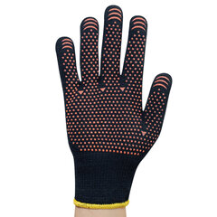 Перчатки хлопок + полиэфир УТЕПЛЕННЫЕ МАХРА, 1 пара, 10 класс, 72-75 г, размер 8, ПВХ ТОЧКА, утепленные с начесом внутри, СВС