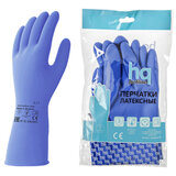 Перчатки латексные КЩС, сверхпрочные, плотные, хлопковое напыление, размер 7, S (малый), синие, HQ Profiline, 74733