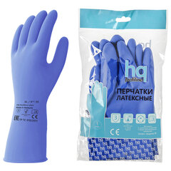Перчатки латексные КЩС, сверхпрочные, плотные, хлопковое напыление, размер 9,5-10, XL (очень большой), синие, HQ Profiline, 74736