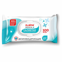 Дезинфицирующие салфетки спиртовые (30%), для любых поверхностей, 100 шт., LAIMA MEDICAL, 608767
