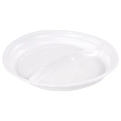 Одноразовые тарелки 2-х секционные КОМПЛЕКТ 100 шт. 220 мм, белые, ПП, холодное/<wbr/>горячее, LAIMA СТАНДАРТ, 608768