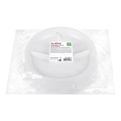 Одноразовые тарелки 3-х секционные КОМПЛЕКТ 100 шт. 210 мм, белые, ПС, холодное/<wbr/>горячее, LAIMA БЮДЖЕТ, 608771