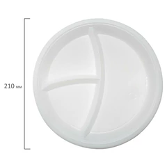 Одноразовые тарелки 3-х секционные КОМПЛЕКТ 100 шт. 210 мм, белые, ПС, холодное/<wbr/>горячее, LAIMA БЮДЖЕТ, 608771