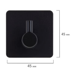 Крючки самоклеящиеся универсальные 4,5&times;4,5 см, КОМПЛЕКТ 4 шт., сталь, черные, LAIMA Home, 608786