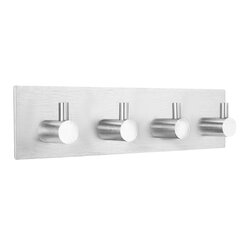 Крючки самоклеящиеся универсальные 18&times;4,5 см, 4 шт. на планке, сталь, серебристые, LAIMA Home, 608787