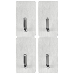 Крючки самоклеящиеся универсальные 2,5&times;4,5 см, КОМПЛЕКТ 4 шт., сталь, серебристые, LAIMA HOME, 608788