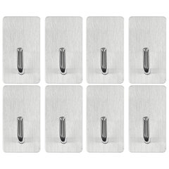Крючки самоклеящиеся универсальные 2,5&times;4,5 см, КОМПЛЕКТ 8 шт., сталь, серебристые, LAIMA Home, 608789