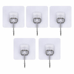 Крючки самоклеящиеся универсальные 7&times;7 см, КОМПЛЕКТ 5 шт., сталь + ПВХ, LAIMA Home, 608790