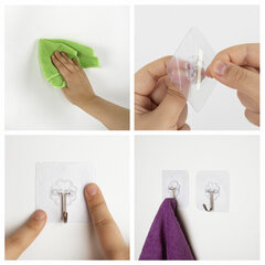 Крючки самоклеящиеся универсальные 6&times;6 см, КОМПЛЕКТ 10 шт., сталь + ПВХ, LAIMA Home, 608791