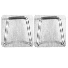 Крючки самоклеящиеся 5&times;5 см для ванной комнаты, кухни, КОМПЛЕКТ 2 шт., нержавеющая сталь, LAIMA Home, 608798