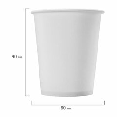 Стакан одноразовый бумажный 250/<wbr/>273 мл, D 80 мм, КОМПЛЕКТ 50 шт., однослойный, белый, холодное/<wbr/>горячее, ОФИСМАГ СТАНДАРТ, 608809