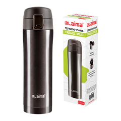 Термокружка 470 мл из нержавеющей стали SUS304, шоколадно-коричневый металлик, LAIMA, 608819