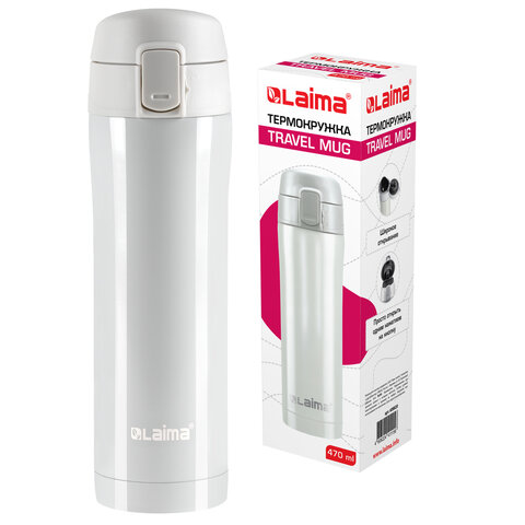 Термокружка 470 мл из нержавеющей стали SUS304, роскошный жемчужный металлик, LAIMA, 608820