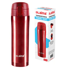 Термокружка 470 мл из нержавеющей стали SUS304, взрывной тёмно-красный металлик, LAIMA, 608822