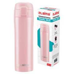 Термокружка 470 мл из нержавеющей стали SUS304, нежно-розовый бархат матовый, LAIMA, 608824