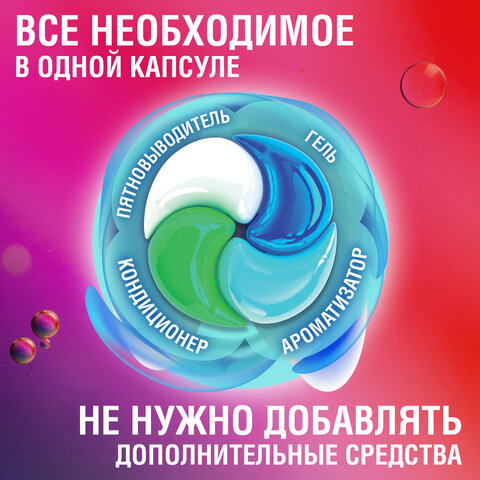 Капсулы для стирки белья большие концентрат 4 в 1, с кондиционером, "Райский сад", 60 шт., LAIMA, 608876