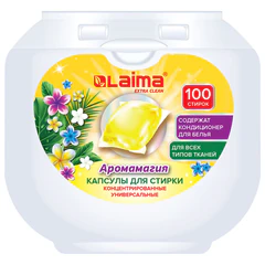 Капсулы для стирки концентрат 3 в 1, GIGA PACK с кондиционером 100 шт., АРОМАМАГИЯ, LAIMA, 608879