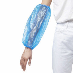 Нарукавники одноразовые КОМПЛЕКТ 100 штук (50 пар) ПЭ, 14 мкм, 3 г, 25&times;40 см, синие, ELEGREEN