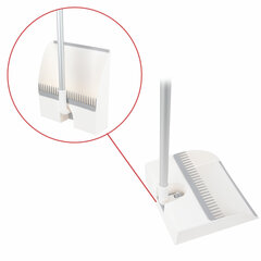 Совок для мусора КОМПЛЕКТ щетка + рукоятка совка 84см, щетки 63-108 см телескоп, магнитный держатель, бело-серый, колорбокс, DASWERK, 608950