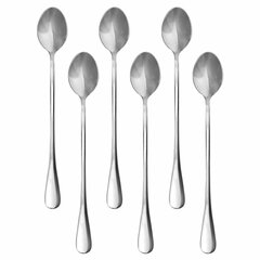 Ложки чайные 19,5 см длинные STANDARD, КОМПЛЕКТ 6 шт., полированная нержавеющая сталь, серебристые, DASWERK (ДАСВЕРК), 609076