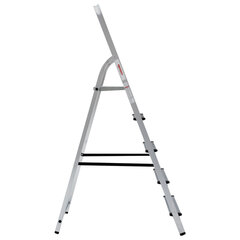Стремянка алюминиевая 5 ступеней, высота площадки 1,04м, дуга безопасности 0,6м, площадка 26&times;26см, до 150кг, вес 4кг, НОВАЯ ВЫСОТА, 1110105