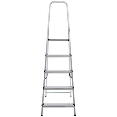 Стремянка алюминиевая 5 ступеней, высота площадки 1,04м, дуга безопасности 0,6м, площадка 26&times;26см, до 150кг, вес 4кг, НОВАЯ ВЫСОТА, 1110105