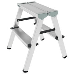 Стремянка алюминиевая двухсторонняя 2&times;2 ступени, высота площадки 0,43 м, до 150 кг, вес 1,8 кг, НОВАЯ ВЫСОТА, 1120202