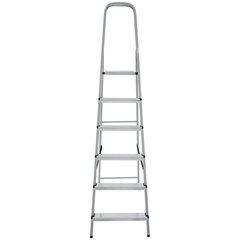 Стремянка сталь / алюминий 6 ступени, высота площадки 1,25м, дуга 0,6м, площадка 26&times;26см, нагрузка 150кг, вес 7кг НОВАЯ ВЫСОТА, 1130106