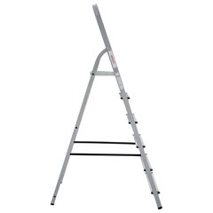 Стремянка сталь / алюминий 6 ступени, высота площадки 1,25м, дуга 0,6м, площадка 26&times;26см, нагрузка 150кг, вес 7кг НОВАЯ ВЫСОТА, 1130106