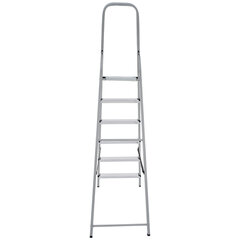 Стремянка сталь / алюминий 6 ступени, высота площадки 1,25м, дуга 0,6м, площадка 26&times;26см, нагрузка 150кг, вес 7кг НОВАЯ ВЫСОТА, 1130106