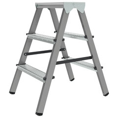 Стремянка стальная двухсторонняя 2&times;3 ступени, высота площадки 0,66м, алюминиевая площадка 35&times;16см, до 150кг, вес 4,2кг НОВАЯ ВЫСОТА, 1160203