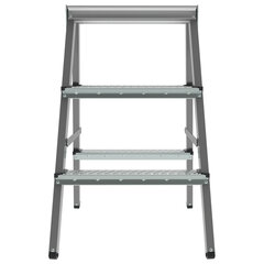 Стремянка стальная двухсторонняя 2&times;3 ступени, высота площадки 0,66м, алюминиевая площадка 35&times;16см, до 150кг, вес 4,2кг НОВАЯ ВЫСОТА, 1160203