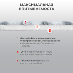 Насадки МОП для швабры липучка, КОМПЛЕКТ 2 шт., плотная микрофибра, 38&times;12,5 см, LAIMA, 609148