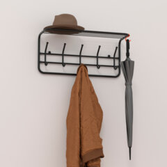 Вешалка настенная с полкой &laquo;ВСП6&raquo;, 265&times;600&times;220 мм, 5 крючков, металл, черная