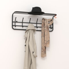 Вешалка настенная с полкой &laquo;ВСП7&raquo;, 265&times;725&times;220 мм, 6 крючков, металл, черная