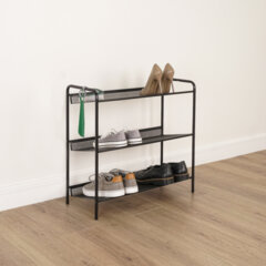 Полка для обуви &laquo;Женева-23&raquo;, 645&times;270&times;600 мм, 3 полки, металл, чёрная