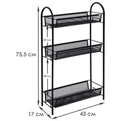Этажерка &laquo;Ладья-13&raquo; офисно-бытовая 3 яруса, металл, черная, 43&times;17&times;75,5 см