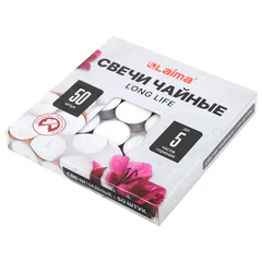 Свечи чайные Long Life, до 5 часов горения, вес 12 г, КОМПЛЕКТ 50 шт., в гильзе, LAIMA, 609200